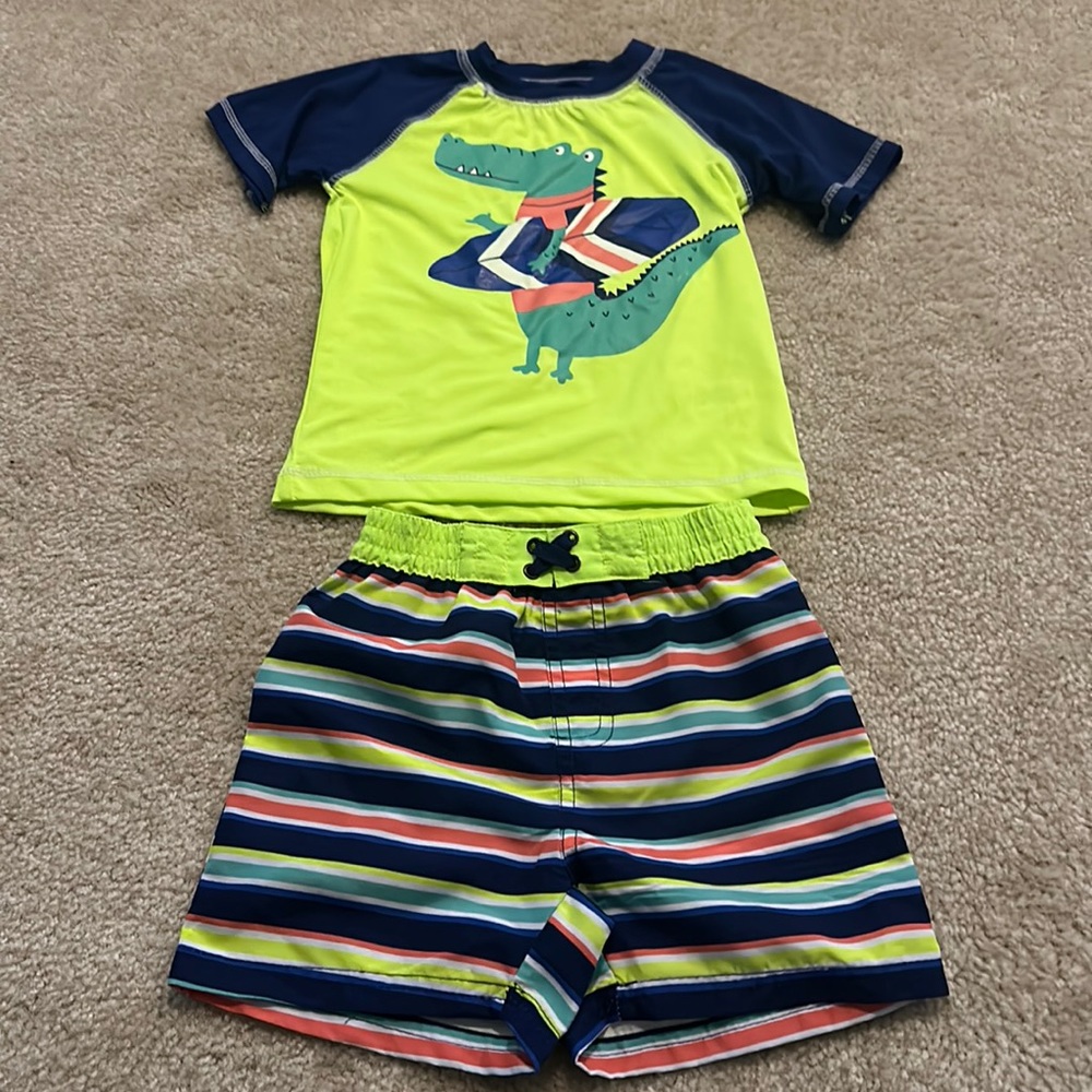 NWT Quad Seven boys swim rash guard and trunks size 24M